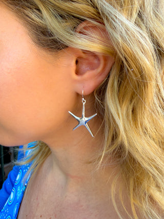 Simple Silver Starfish Earrings