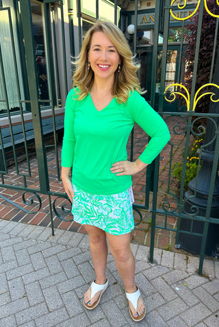 Lulu B Clear Kelly V-Neck Top
