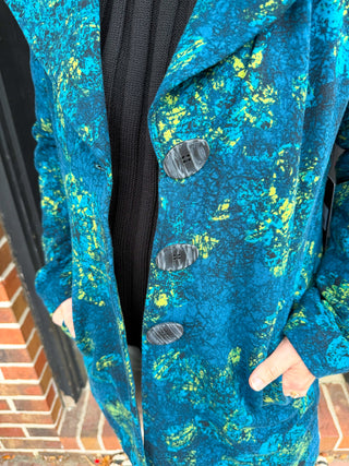 Olivia by Habitat Floral Print A-Line Car Coat Teal