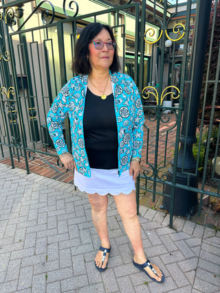 Lulu B Clear Turquoise Shells Zip Jacket