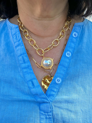 Susan Shaw Pearl Cab Chain Necklace