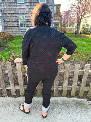 Lulu B Black Denim Cuff Pearl Pant