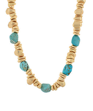 Nugget Stone Accent Bead Necklace Turquoise