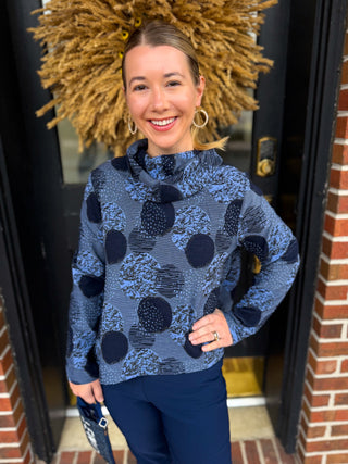 Olivia by Habitat Dot Jacquard Cowl Neck Top Navy
