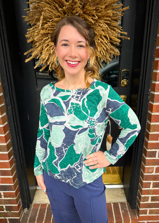 Escape by Habitat Emerald Flower Step Hem Boxy Tee