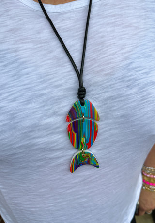 Rainbow Fish Necklace and Earring Set