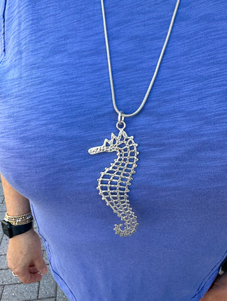 Hammered seahorse necklace