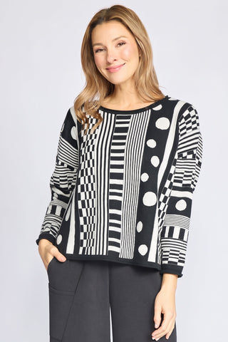 Olivia by Habitat Mixed Pattern Jacquard Crewneck Sweater Ivory 3