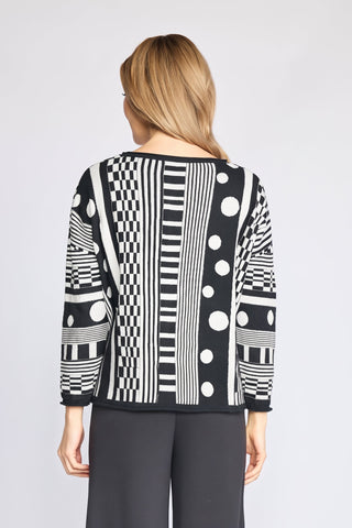 Olivia by Habitat Mixed Pattern Jacquard Crewneck Sweater Ivory 4