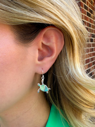 Seaglass Turtle Earrings
