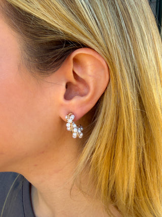 Twisted Gold and Pearl Earrings