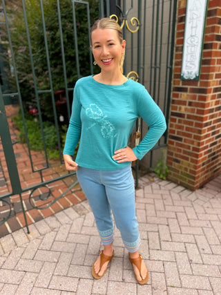 Escape by Habitat Destination Dragonfly Teal Boxy Tee