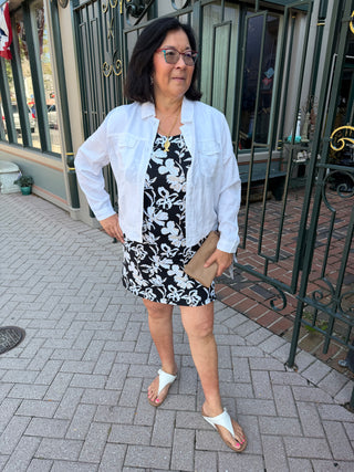 Lulu B Neutral Flower UPF 50+ Zip Skort