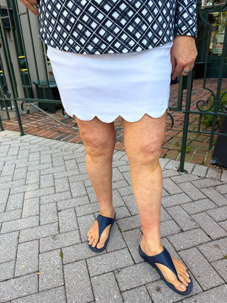 Lulu Scallop White Denim Scallop Skort