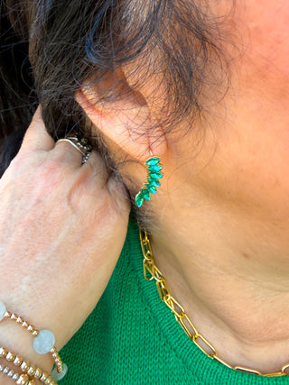 Green Crescent Earring