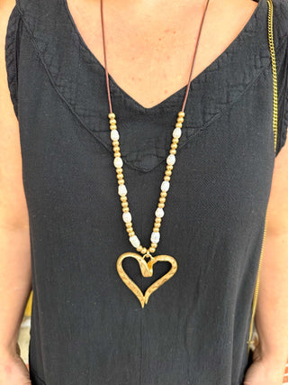 Brushed Gold Heart Necklace