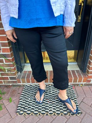 Lulu B Denim Fringe Capri Black