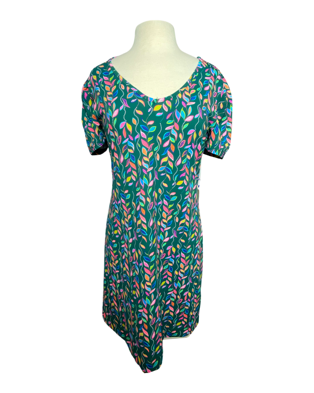 Lulu B Short Sleeve V Neck Leaves Dress – Blooming Boutique