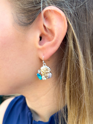 Two Tone and Turquoise Shell Earrings