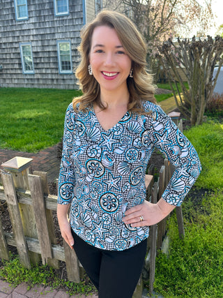 Lulu B Black Gingham Shells V-Neck Top