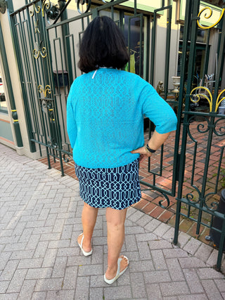 Lulu B Clear Turquoise Lightweight Cardigan