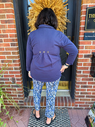 Lulu B Navy and Sand Vine Secret Pocket Capri Legging