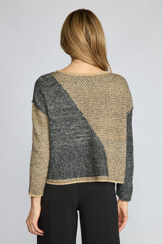 Olivia by Habitat Color Block Crewneck Sweater Granite 4