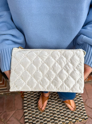 Riley Vegan Crossbody - Quilted Snow Pearl