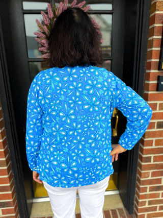 Beachtime by Lulu B Periwinkle Flower Power Full Zip Jacket