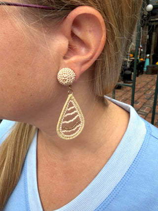 Natural Teardrop Beaded Earrings