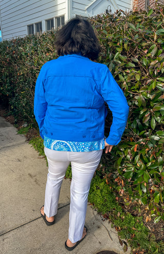 Tango Mango Stretch Linen Jacket True Blue