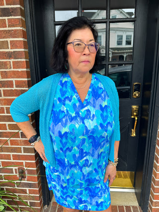 Lulu B Clear Turquoise Lightweight Cardigan