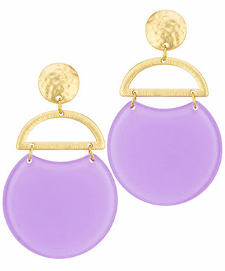 Acrylic Link Textured Metal Earrings Lavender