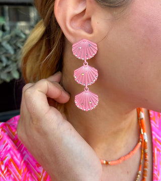 Pink Shell Drop Earrings