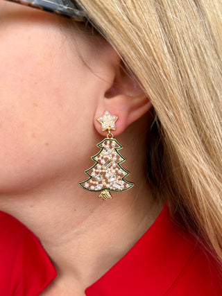 Pearl Christmas Tree Earrings