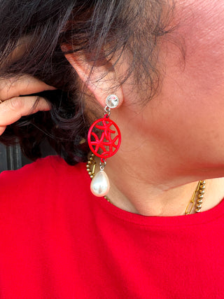 Red Starfish Pearl Earrings