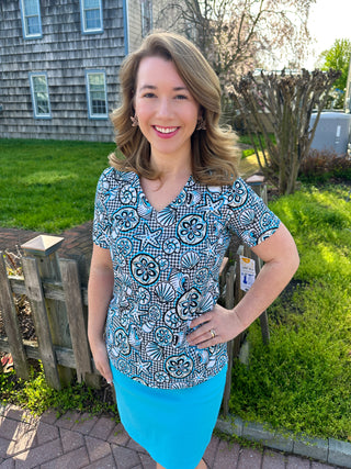 Lulu B Black Gingham Shells Short Sleeve V-neck Top