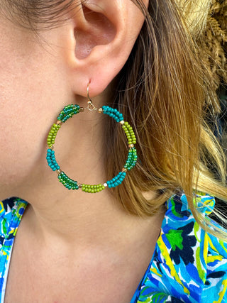 Green Multi Beaded Earrings