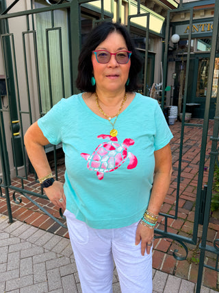 Escape by Habitat Mint Turtle V-neck Tee