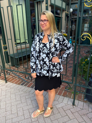 Lulu B Neutral Flower Zip Jacket