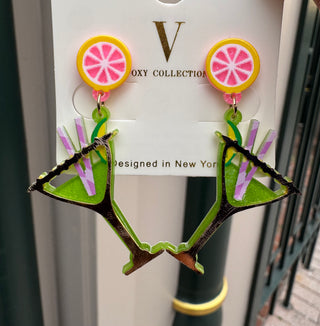 Bright Martini Drink Earrings