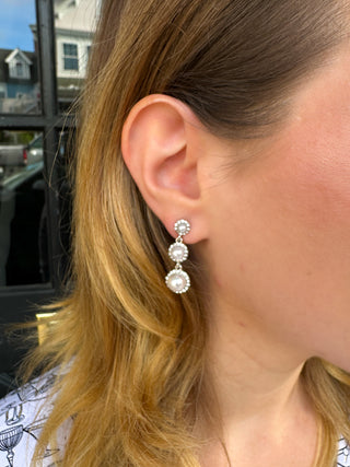 Triple Tier Pearl Earrings