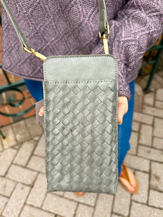 Grey Woven Double Duty Phone Bag