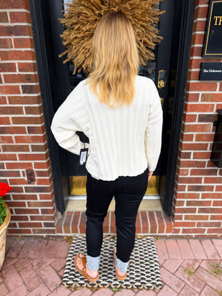 Olivia by Habitat Ivory Rib Pocket Pullover