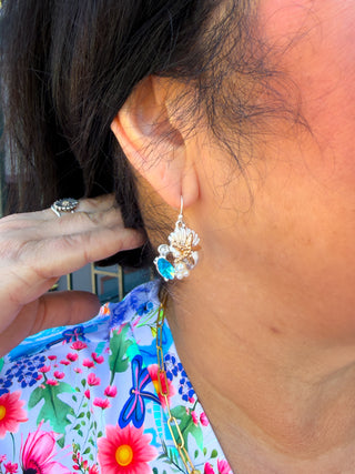 Two Tone and Turquoise Shell Earrings
