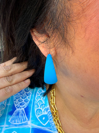 Blue Chunky Hoop Earrings