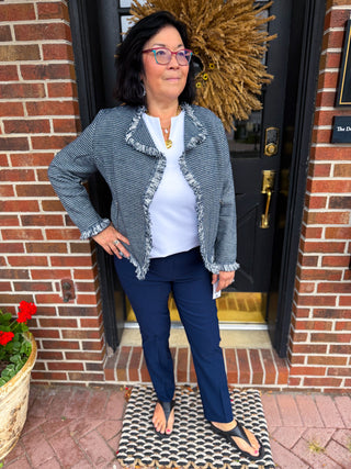 Lulu B Navy Fringe Cardigan