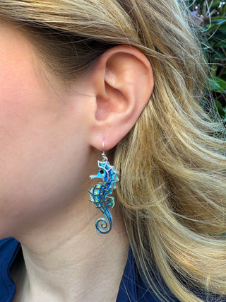Blue Seahorse Earrings