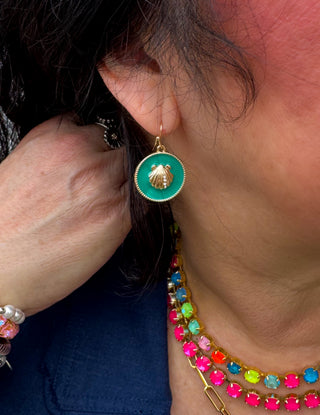 Teal Shell Earrings