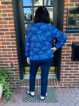 Beachtime by Lulu B Blue Palms Full Zip Jacket